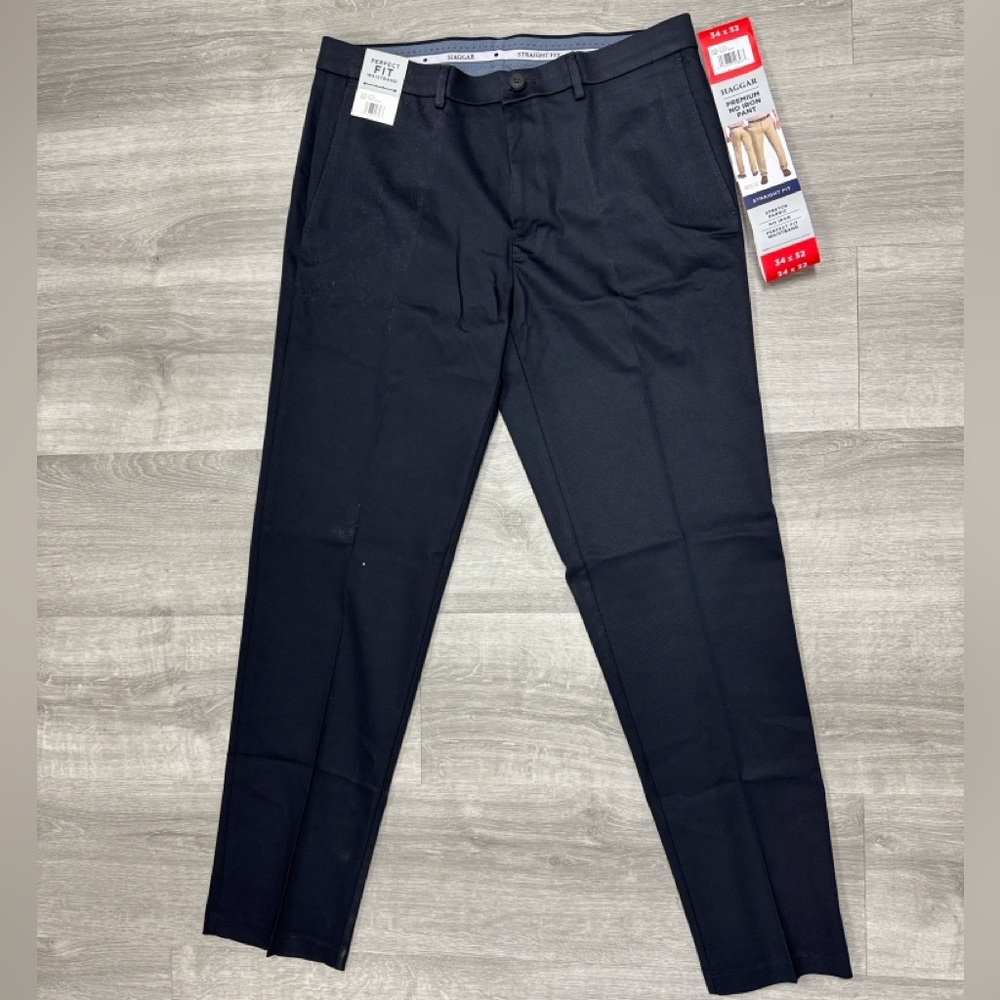 NWT Haggar Men's Classic Black Dress Pants Size 34x32